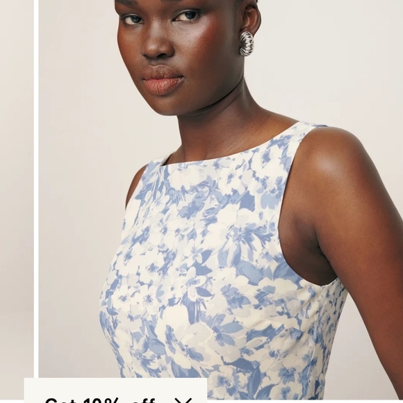 Reformation Dresses & Skirts - Reformation NWOT Topanga Blue Off White Floral Midi Sleevless Georgette Dress L